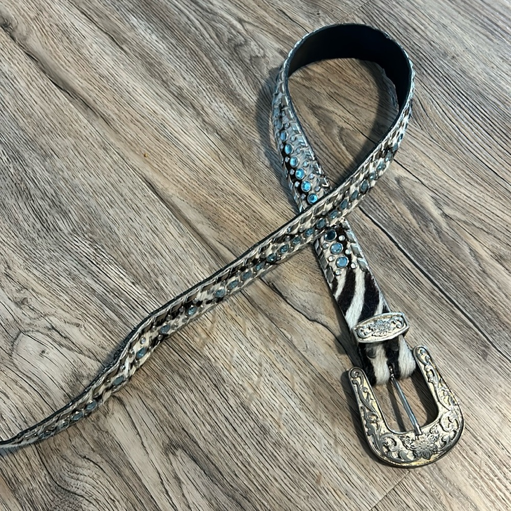 Western Zebra Bling Belt Medium